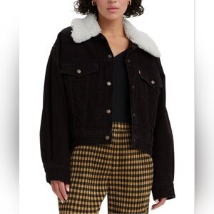 Levi's Black Corduroy Jacket with Sherpa Collar